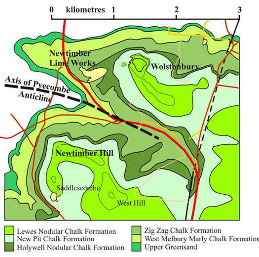 geology map of the Wolstonbury and Newtimber 